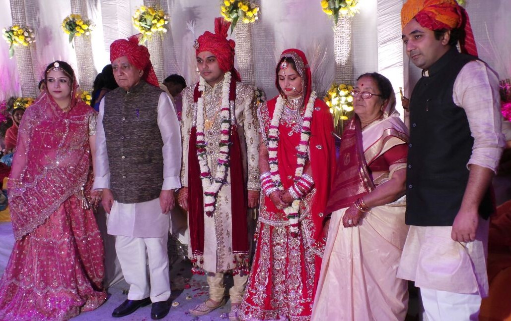 Shri Govindlal Vora, Shri Rajeev Vora, Smt.Prakash Vora and Smt.Deepali Vora during the wedding of Shri Govindlal Vora’s grandson.